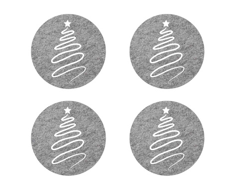 Podstawka pod kubek - Choinka - 10 cm - 4 szt.