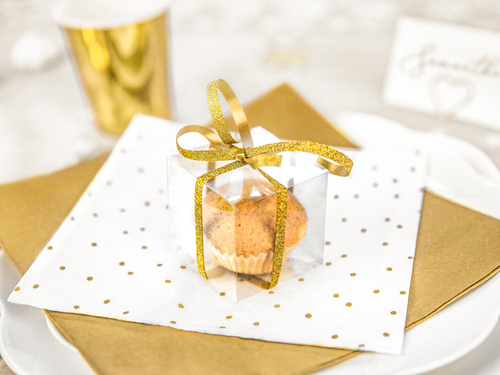 White birthday napkins with gold small dots - 33 cm - 20 pcs.