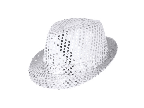 Kapelusz z cekinami srebrny - 1 szt.