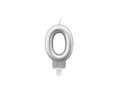 Silver number candle - 0 - 1 piece.