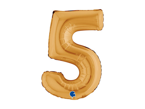 Balon foliowy cyfra 5 złoty - 14" - 1 szt.