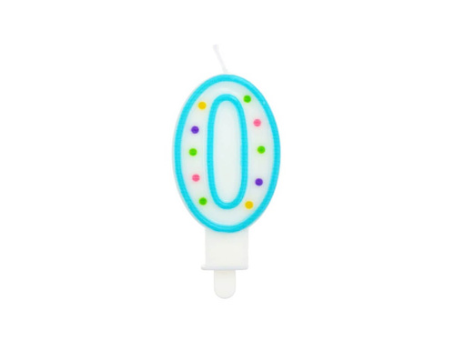 Candle number zero 0 with dots - 1 piece.