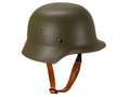 Green military helmet
