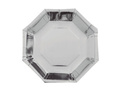 Talerzyki papierowe Oktagon srebrne - 23 cm - 6 szt.