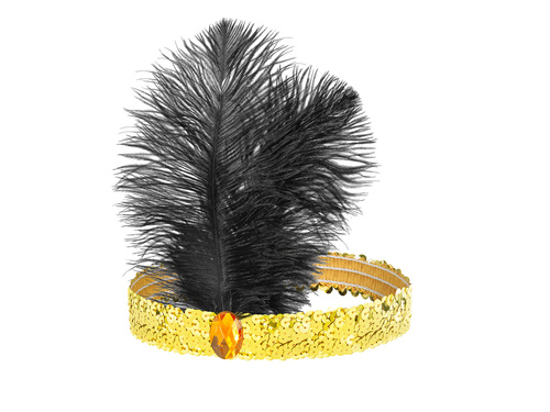 Opaska z piórem Retro złota - 1 szt.