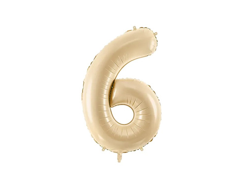 Number 6 Beige Foil Balloon - 72 cm - 1 pc