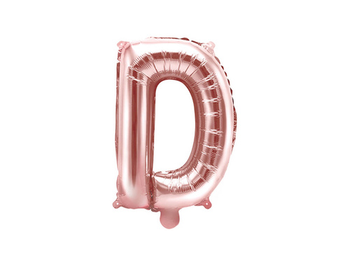 Foil balloon letter "D" pink and gold - 35 cm