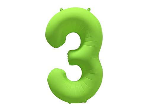 Large Number 3 Neon Green Foil Balloon - 86 x 70 cm - 1 pc