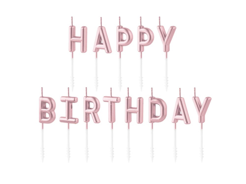 Spades candles Happy Birthday inscription - rose gold