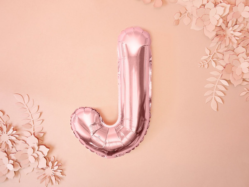 Balon foliowy litera "J" różowo-złota - 35 cm