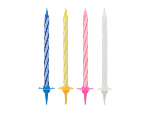 Classic color candles with colorful bases - 6 cm - 24 pcs.