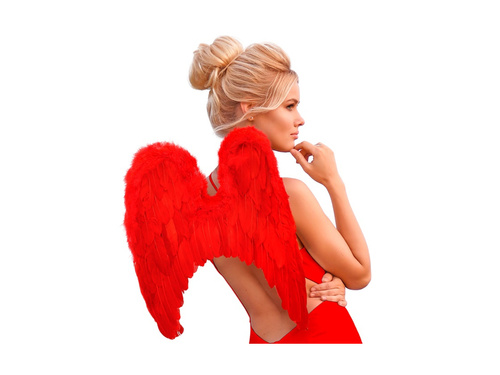 Czerwone skrzydła z piór z obszyciem z marabutów 46×48 cm