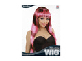 Czarno-różowa peruka z modnymi pasemkami