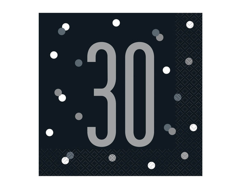 Birthday black napkins for thirtieth birthday - 33 cm - 16 pcs.