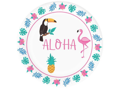 Talerzyki papierowe Aloha Party - 18 cm - 6 szt.