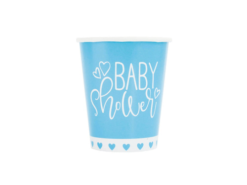 Kubeczki papierowe na Baby Shower błękitne - 266 ml - 8 szt.