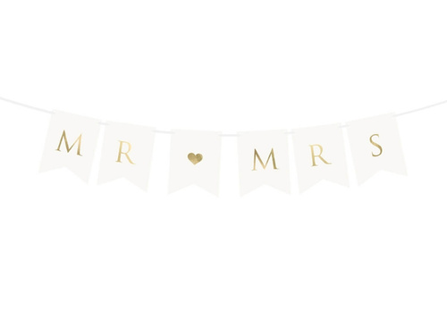 Mr Mrs banner - white - 85 cm - 1 pc.