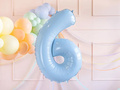 Number 6 Sky blue Foil Balloon - 72 cm - 1 pc
