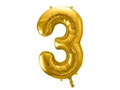 Foil balloon number 3 gold - 86 cm - 1 pc.