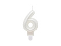 Pearl number candle white - 6 - six