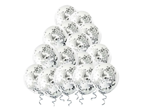 Clear Latex Balloons with confetti - 30 cm - 5 pcs