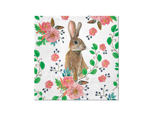 Easter napkins Bunny and flowers - 33 cm - 20 pcs.