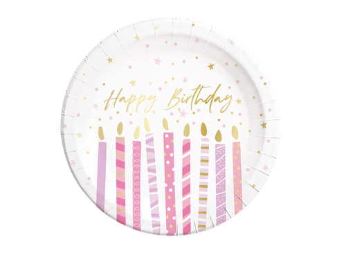 Birthday candle plates - 23 cm - 8 pcs.