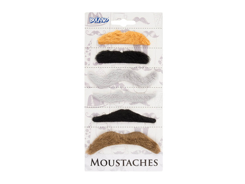 Self-adhesive moustache mix of patterns - 6 pcs