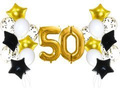 Zestaw balonów na pięćdziesiątkę złoto-czarny - 21 szt.