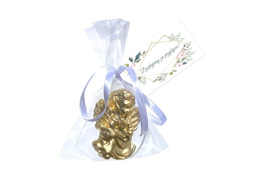 Aniołek gipsowy z białą kokardką - 1 szt.