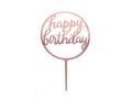 Plexiglass cake topper Happy Birthday golden pink - 1 pc.