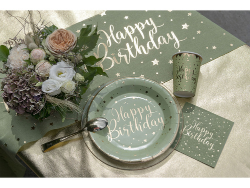 Olive plates Happy Birthday - 22,5 cm - 10 pcs.