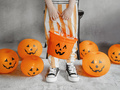 Wiaderko pomarańczowe Dynia na Halloween - 20.5x15cm - 1 szt.