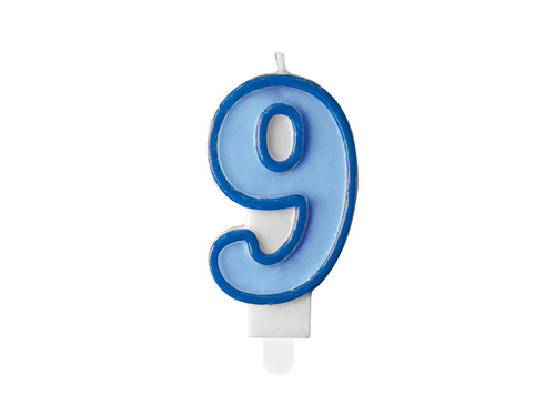 Number nine candle 9 blue - 1 pc.