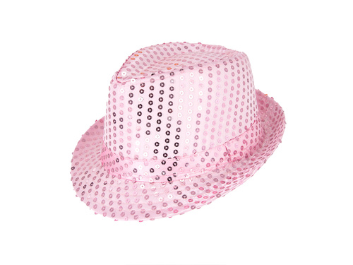 Kapelusz z cekinami jasny różowy - 1 szt.