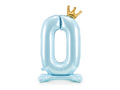 Foil balloon standing number 0 blue with crown - 84 cm - 1 pc.