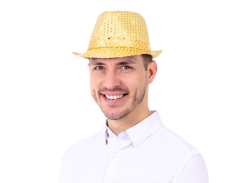 Kapelusz z cekinami złoty - 1 szt.