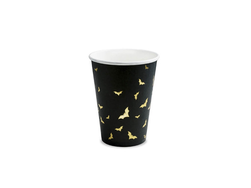 Kubeczki papierowe na Halloween z nietoperzami - 220ml - 6szt.