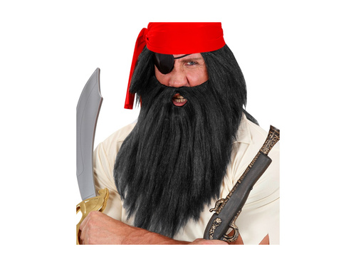 Czarna peruka pirata z brodą