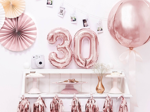 Foil balloon number 3 golden pink - 35 cm