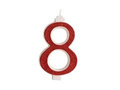 Glitter Red Candle no 8 - 1 pc