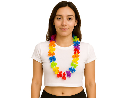 Naszyjnik hawajski tęczowy - 100 cm - 1 szt.
