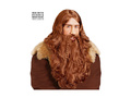 Peruka brązowa Wikinga z brodą i wąsami