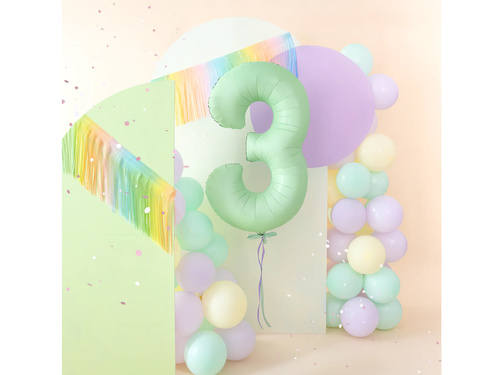 Number 3 Pistachio Foil Balloon - 100 cm - 1 pc