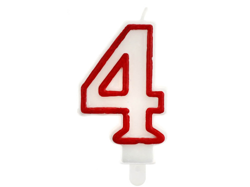 Number candle with red border four - "4"