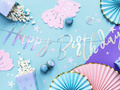 Baner opalizujący z napisem Happy Birthday - 62 cm - 1 szt.