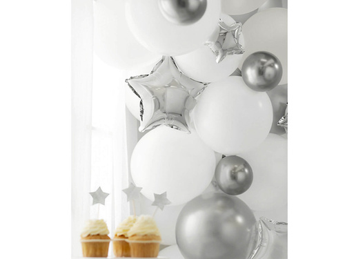 Silver star foil balloons - 18,5 cm - 25 pcs.