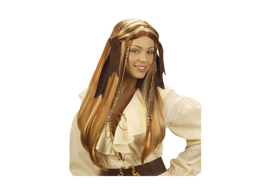 Peruka Karaibskiej Piratki z zamszowymi wstążkami