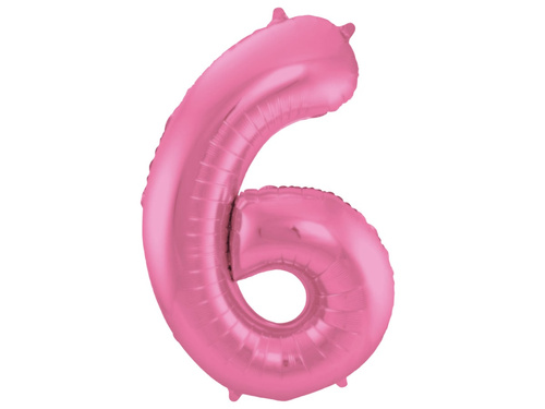 Number 6 Matte Pink Foil Balloon - 86 cm - 1 pc
