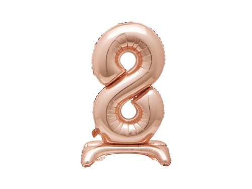 Foil balloon standing number 8 pink gold - 76 cm - 1pc.